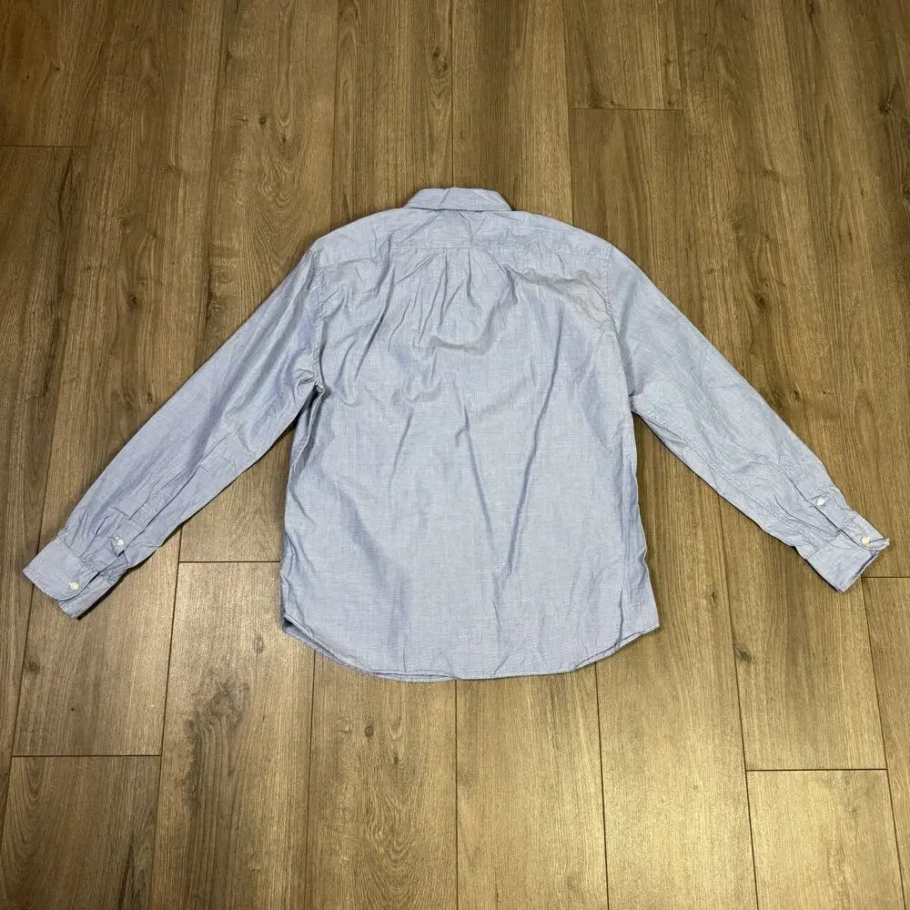 J.Crew Shirt Slim Untucked Secret Wash Cotton Poplin Men L Waterfall Long Sleeve